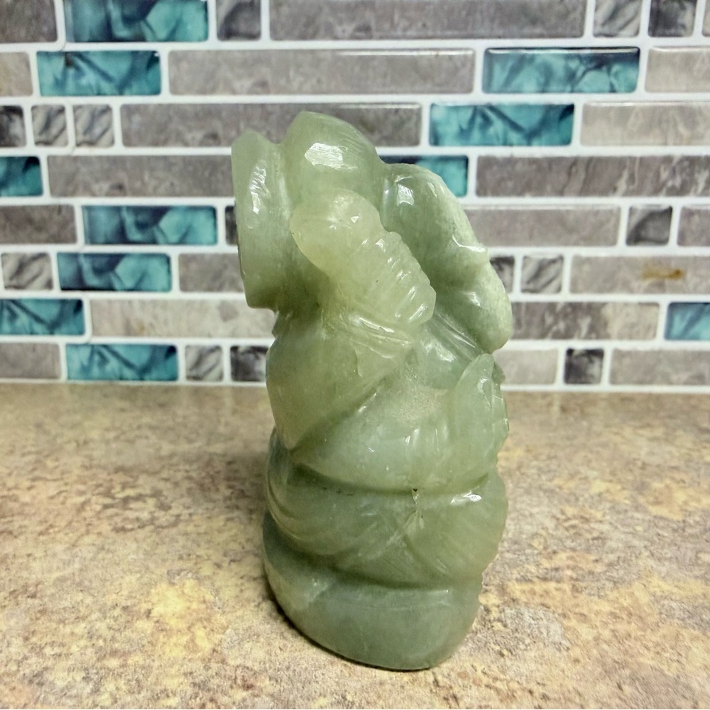 Natural Green Aventurine Ganesha Stone Statue - Picture 2 of 8